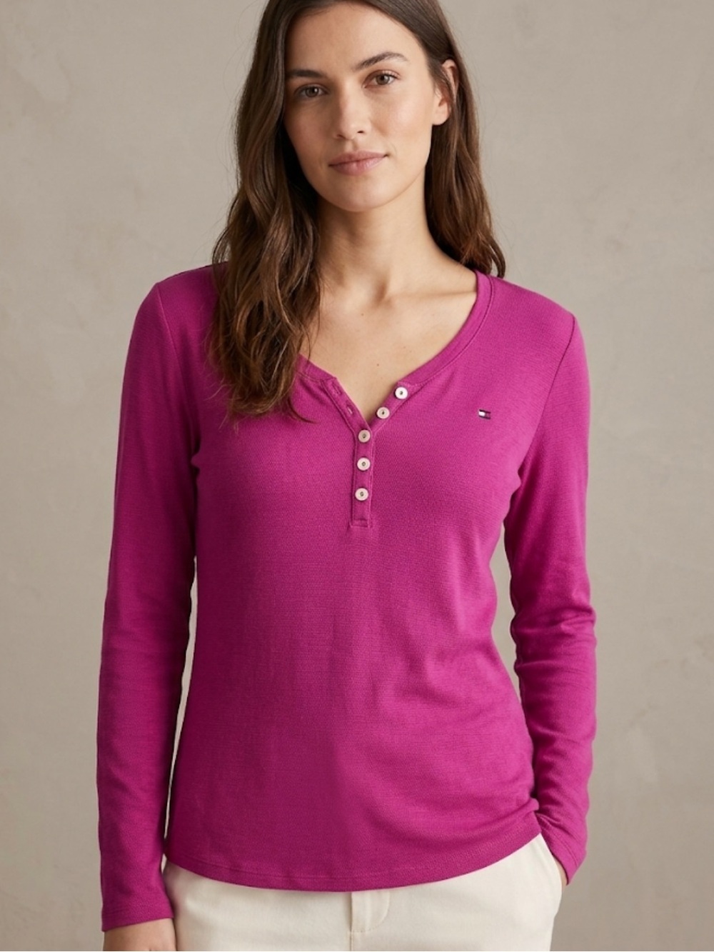 Tommy Hilfiger Pink Long Sleeve Top Button Up Large